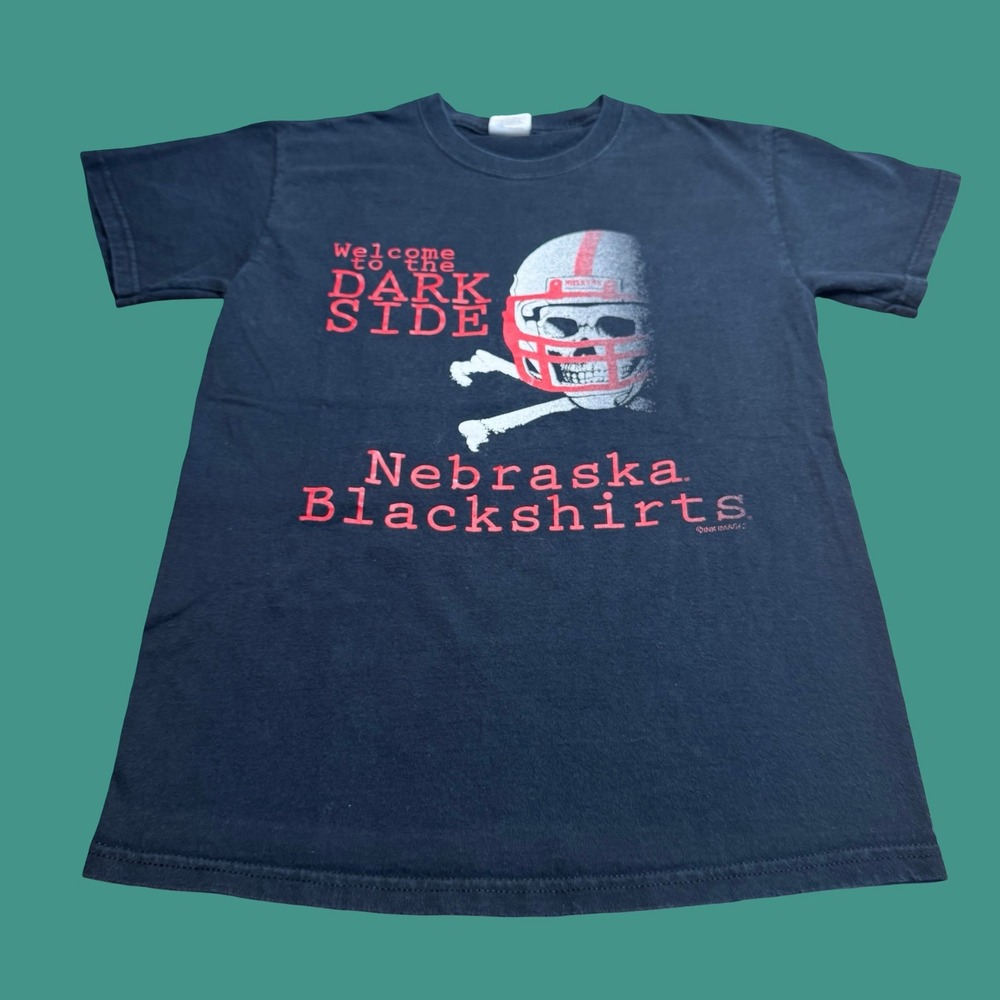 Nebraska Cornhuskers Blackshirts T Shirt Small Black Dark Side Skull Football